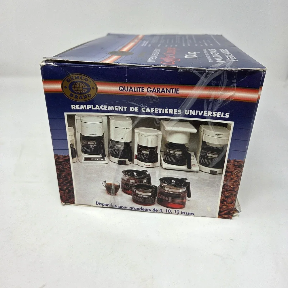 Gemco Universal Replacement Coffee Carafe 10 Cup Glass Pot Black Clear NEW